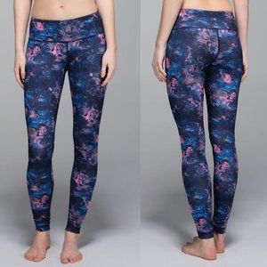 Lululemon Blue Watercolor Floral Luon Low Rise Wunder Under Pants
